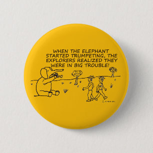 Badge Rond 5 Cm Trumpeting Elephant