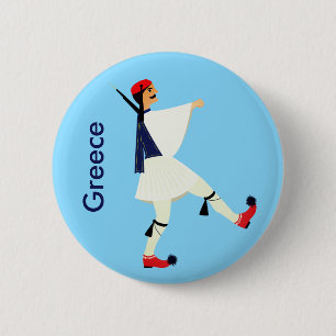Badge Rond 5 Cm Tsolias (Evzones) avec fustanella Grèce souvenir