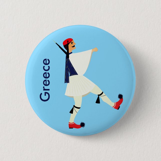 Badge Rond 5 Cm Tsolias (Evzones) avec fustanella Grèce souvenir (Devant)
