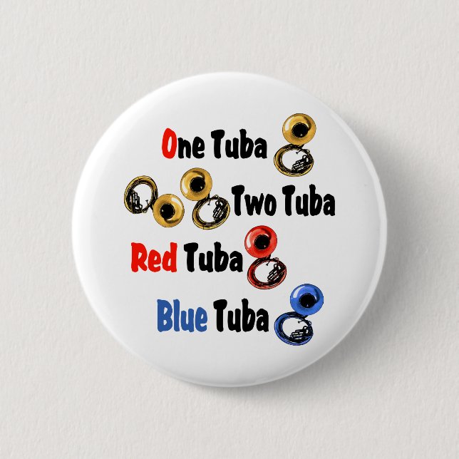 Badge Rond 5 Cm Tuba Bleu Rouge (Devant)
