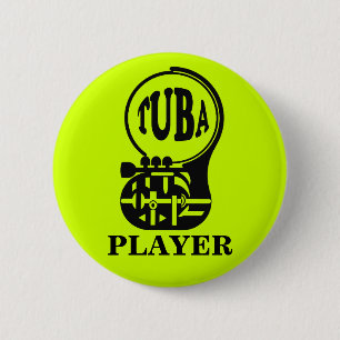 Badge Rond 5 Cm TUBA, Joueur Tuba