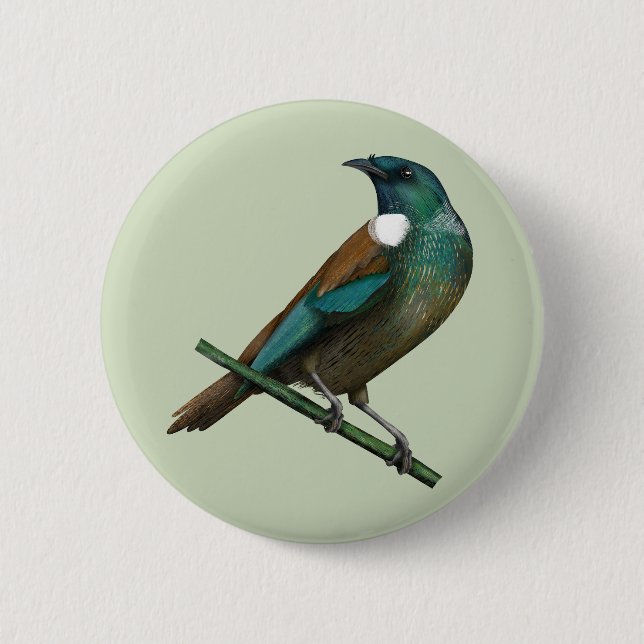 Badge Rond 5 Cm Tui New Zealands Bird (Devant)