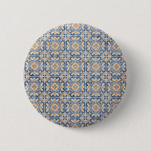 Badge Rond 5 Cm tuile du Portugal de décoration bleue de Lisbonne