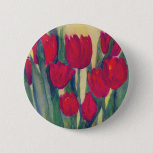 Badge Rond 5 Cm tulipe rouge