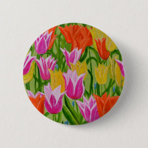 Badge Rond 5 Cm Tulipes