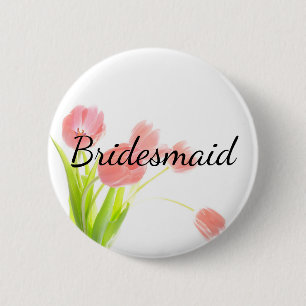 Badge Rond 5 Cm Tulipes roses douces