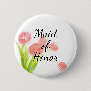 Badge Rond 5 Cm Tulipes roses douces faites d'honneur