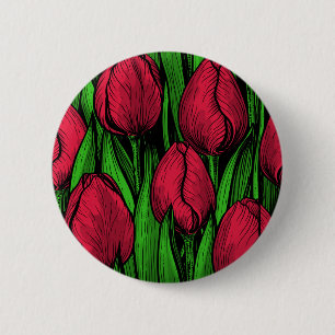 Badge Rond 5 Cm Tulipes rouges