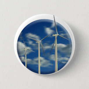 Badge Rond 5 Cm Turbine éolienne d'énergie verte