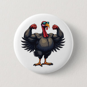Badge Rond 5 Cm Turquie Bodybuilding Thanksgiving Day Gym entraîne