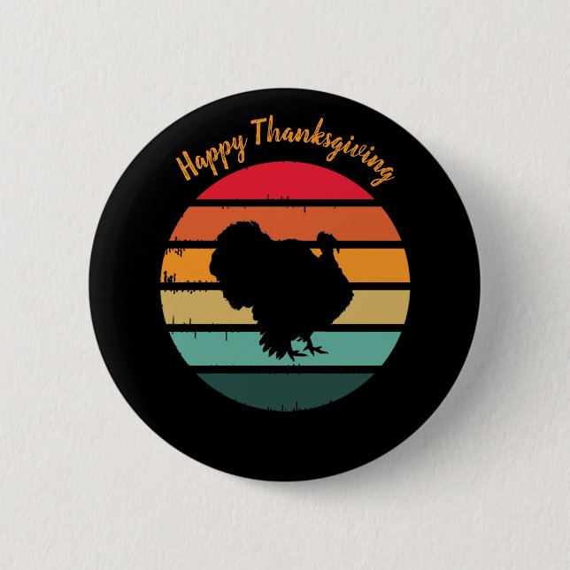 Badge Rond 5 Cm Turquie Oiseau Thanksgiving Distressed coucher de  (Devant)
