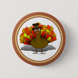 Badge Rond 5 Cm Turquie pèlerin Thanksgiving