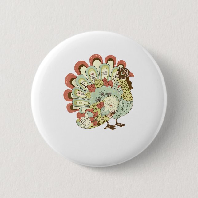 Badge Rond 5 Cm Turquie Thanksgiving rétro - Floral Vintage (Devant)