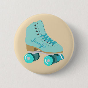 Badge Rond 5 Cm Turquoise Blue Retro Quad Roller Patinage Personna