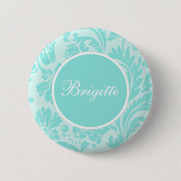 Badge Rond 5 Cm Turquoise damée