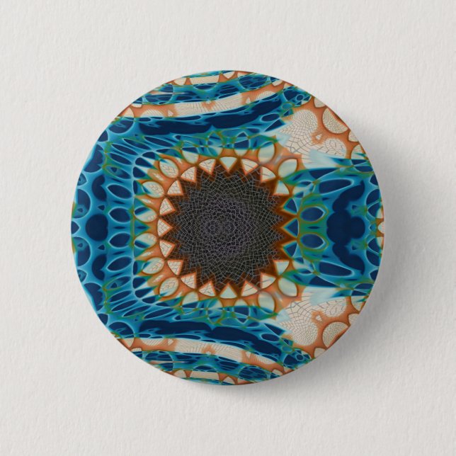 Badge Rond 5 Cm Turquoise Gold Sun Southwestern Art (Devant)