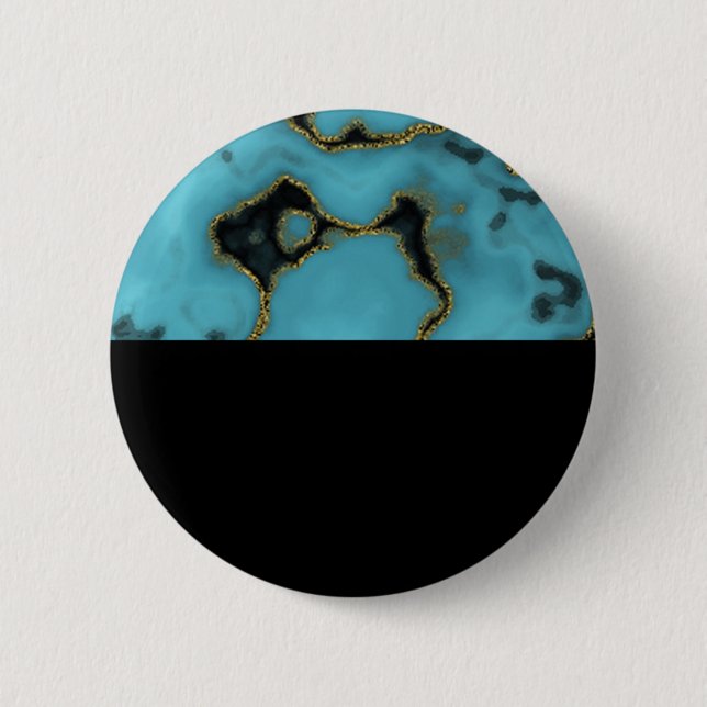 Badge Rond 5 Cm Turquoise Pierre or et noir (Devant)