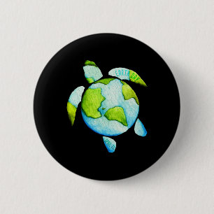 Badge Rond 5 Cm Turtle Sea Turtle Planet 22 avril Jour des terres