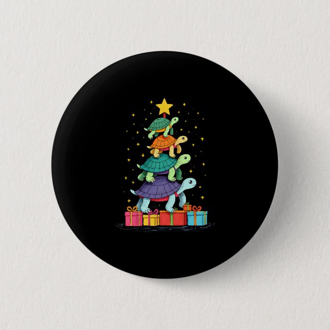 Badge Rond 5 Cm Turtle Tree Christmas Tree Adorable Turtle Christm (Devant)