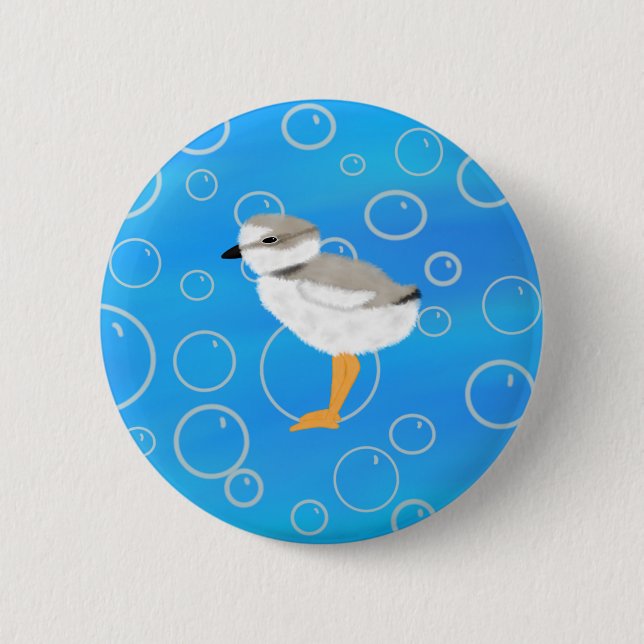 Badge Rond 5 Cm Tuyauterie Chick sous l'eau avec bulles (Devant)