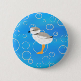 Badge Rond 5 Cm Tuyauterie Chick sous l'eau avec bulles