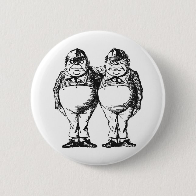 Badge Rond 5 Cm Tweedledum et Tweedledee (Devant)