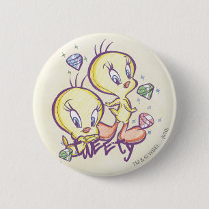 Badge Rond 5 Cm TWEETY™ avec Gems