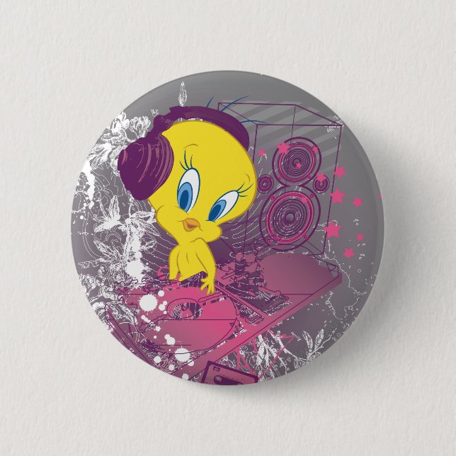 Badge Rond 5 Cm TWEETY™ Djing (Devant)
