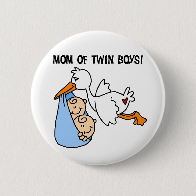 Badge Rond 5 Cm Twin Boys Maman-Stork Tshirts et cadeaux (Devant)