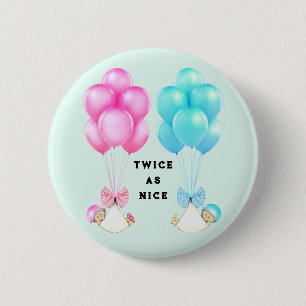 Badge Rond 5 Cm Twins Baby Shower