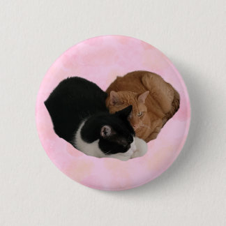 Badge Rond 5 Cm Two Cats Making Heart Button