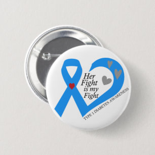 Badge Rond 5 Cm Type 1 Diabète Son combat est mon combat