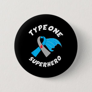 Badge Rond 5 Cm Type One Superhero Type 1 Diabète Sensibilisation 