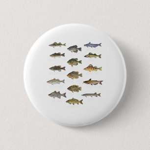 Badge Rond 5 Cm Types de poissons d'espèces d'eau douce Biologie P