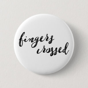 Badge Rond 5 Cm Typographie croisée des doigts