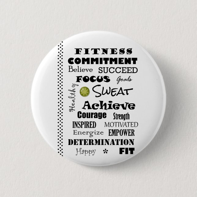 Badge Rond 5 Cm Typographie de la condition physique motivationnel (Devant)