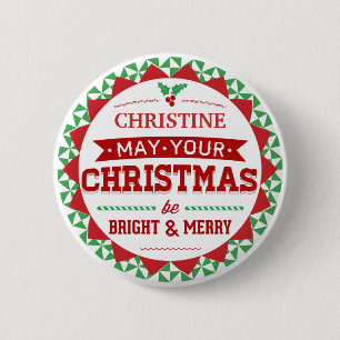 Badge Rond 5 Cm Typographie de Noël personnalisée par style