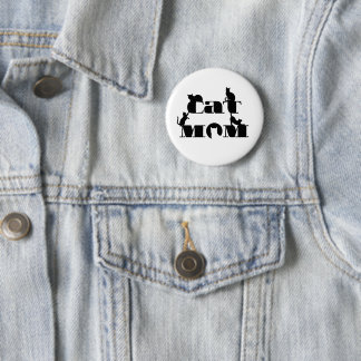 Badge Rond 5 Cm Typographie de silhouette de maman de chat