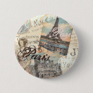 Badge Rond 5 Cm Typographie du Paris dénoué vintage