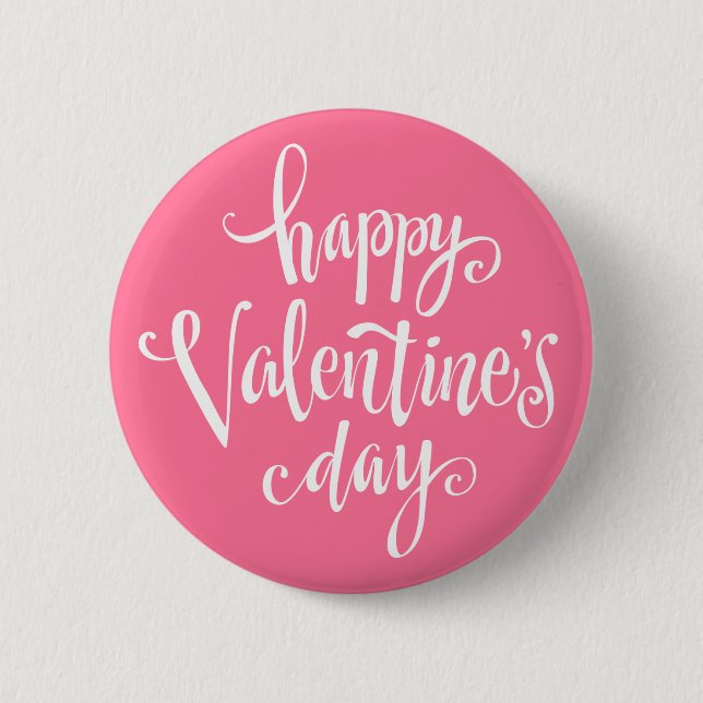Badge Rond 5 Cm Typographie Heureuse Sainte-Valentin | Bouton d'ép (Devant)