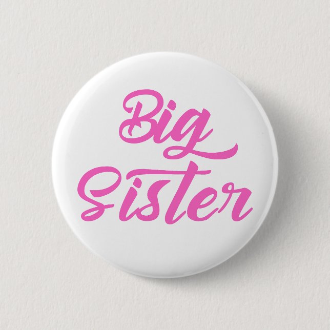Badge Rond 5 Cm Typographie rose Grande Soeur (Devant)