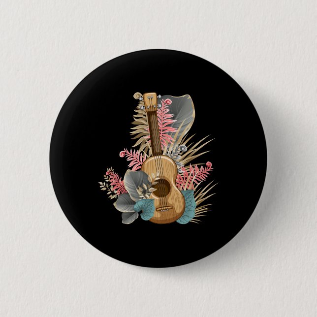 Badge Rond 5 Cm Uke Ukulele Guitare - Musicien Guitariste Ukulele (Devant)