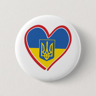 Badge Rond 5 Cm Ukraine - Coeur