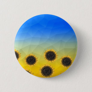 Badge Rond 5 Cm Ukraine jaune bleu géométrie maillage motif Fleurs
