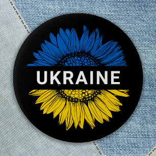 Badge Rond 5 Cm Ukraine Solidarité Tournesol Soutien ukrainien