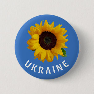 Badge Rond 5 Cm Ukraine Tournesol ukrainien bleu jaune