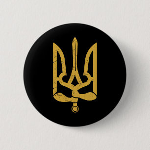 Badge Rond 5 Cm Ukraine Ukrainien Kiev Trysub Drapeau 10 