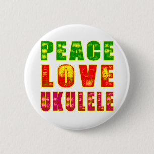 Badge Rond 5 Cm Ukulélé d'amour de paix
