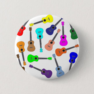 Badge Rond 5 Cm Ukulélé d'arc-en-ciel