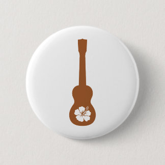 Badge Rond 5 Cm Ukulélé et hibisbus
